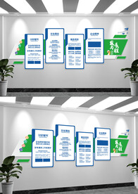 蓝绿色企业文化墙