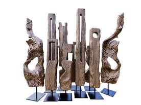 木雕造型摆件组合