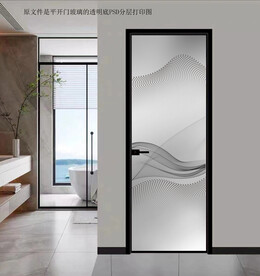 高清分层透明底平开门打印图