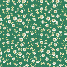 清新绿底米色小碎花