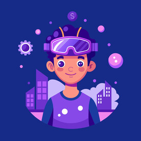 头戴VR的小男孩