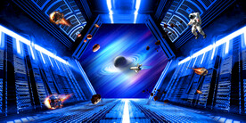 宇宙星空空间站立体画