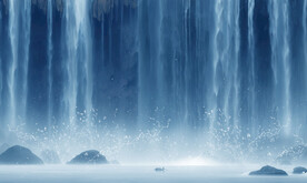 水墨瀑布山水画