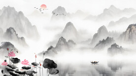 中国山水画背景