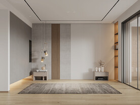 现代轻奢卧室背景墙空景效果图