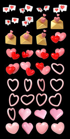 单层免抠透明粉色3d爱心