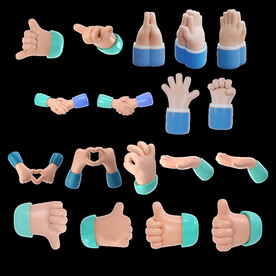 单层免抠透明粉色3d手势