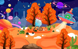 卡通太空背景墙