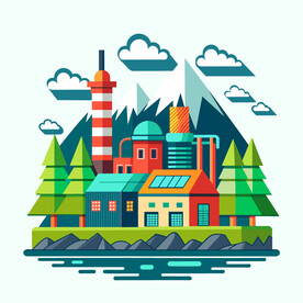 卡通矢量工程工厂建筑元素