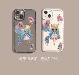 手绘女孩手机壳图案