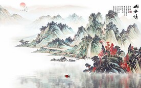 中国风山水水墨画