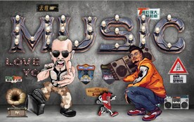 酒吧KTV背景墙壁画图