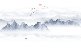 山水意境水墨山水图