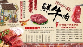 鲜牛肉背景墙