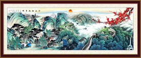 长城秋色山水画