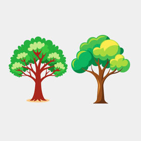 卡通矢量绿色植物树木小树