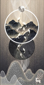 中式光影麋鹿玄关装饰画