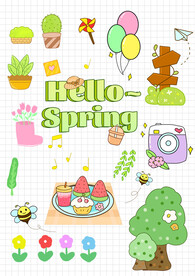 春天卡通小物件贴纸