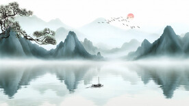 国风山水背景墙