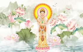观音菩萨莲花佛背景画