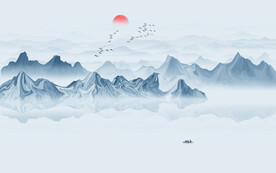 新中式山水背景墙