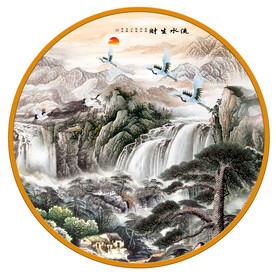 圆形山水国画