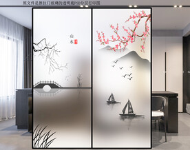 高清分层透明底推拉门玻璃打印图