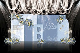 蓝色简约婚礼背景