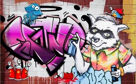 欧美风街头涂鸦餐饮酒吧背景墙