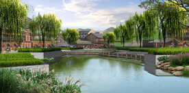 公园溪流效果图