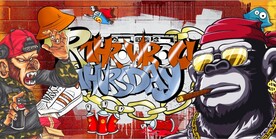 欧美风街头涂鸦餐饮酒吧背景墙