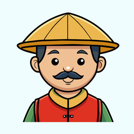 矢量人物戴斗笠的农民