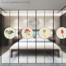 高清分层透明推拉门玻璃打印图