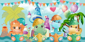 可爱恐龙背景墙