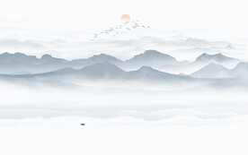 禅意水墨山水画