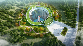 深坑酒店建筑外观设计案例效果图