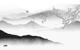 水墨 灰色高清山水 TiF分层