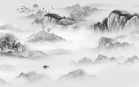 最新 灰色客厅山水 TIF分层