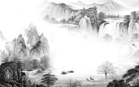 客厅 简约灰色山水 TiF分层