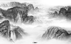 新品 客厅灰色山水 TiF分层