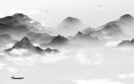 高清 客厅灰色山水 TiF分层