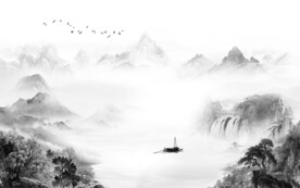 大气 客厅灰色山水 TiF分层