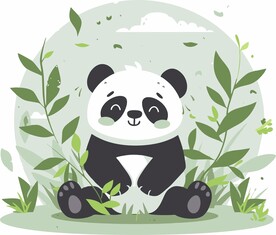 可爱的熊猫矢量插画