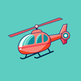 矢量飞机卡通红色直升机