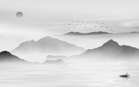 高清 奢雅灰色山水 TIF分层