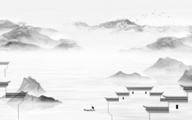 高端 淡雅灰色山水 TIF分层