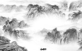 高清 灰色客厅山水 TIF分层