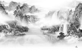 高端 极简中式山水 TiF分层