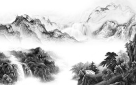 现代 高端灰色山水 TIF分层