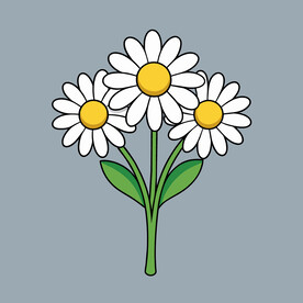 矢量植物简约花朵三朵小白花